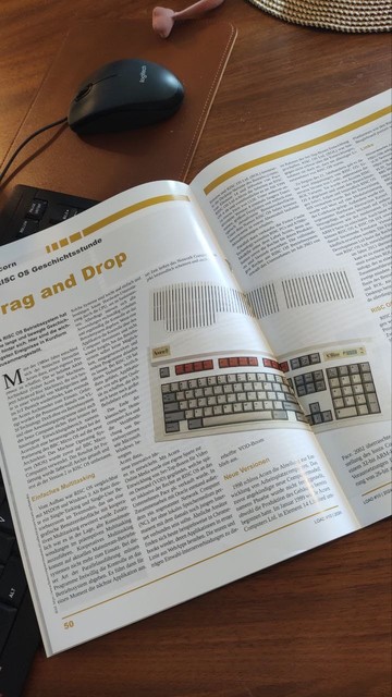 Eine Doppelseite mit dem Thema Drag and Drop zur Geschichte von RISC OS. Der Artikel stammt von mir und ist im LOAD Magazin Ausgabe 10 / 2024 zu finden.